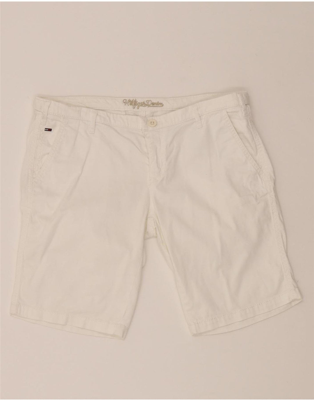 TOMMY HILFIGER Womens Chino Shorts W34 Large  White Cotton Vintage Tommy Hilfiger and Second-Hand Tommy Hilfiger from Messina Hembry 