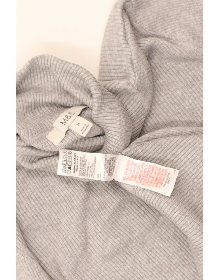 Marks & Spencer Pull col roulé pour femme UK 14 Gris moyen Viscose