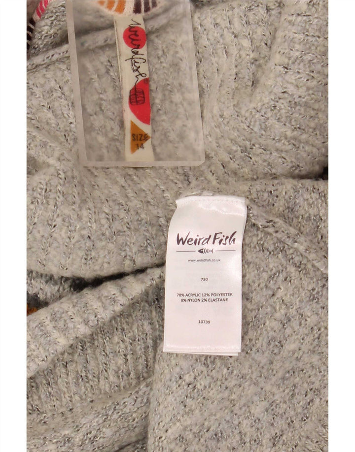 Weird Fish Pull col roulé pour femme UK 14 Large Gris Fair Isle