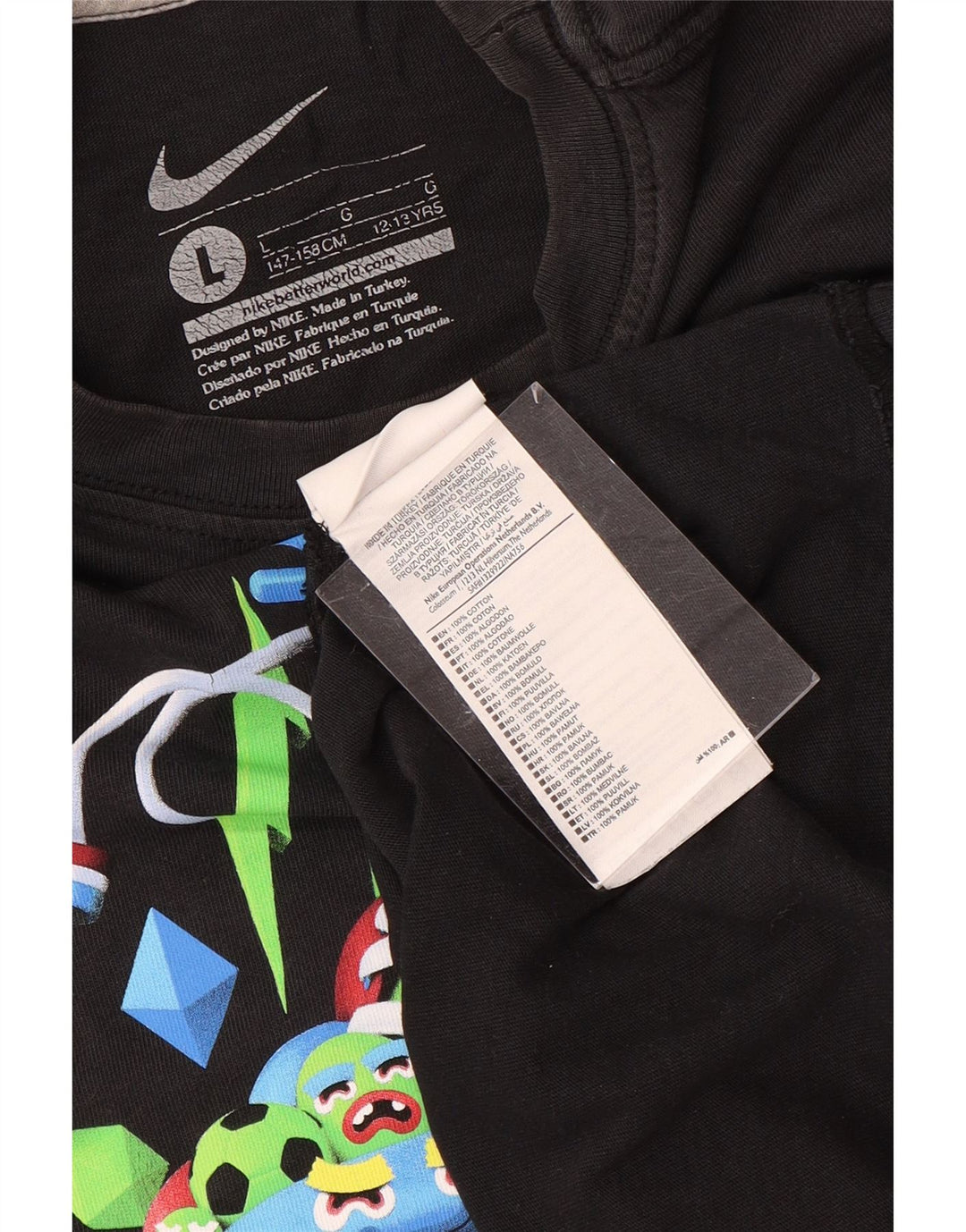 Nike Boys Graphic T-Shirt Top 12-13 ans Grand Noir Coton