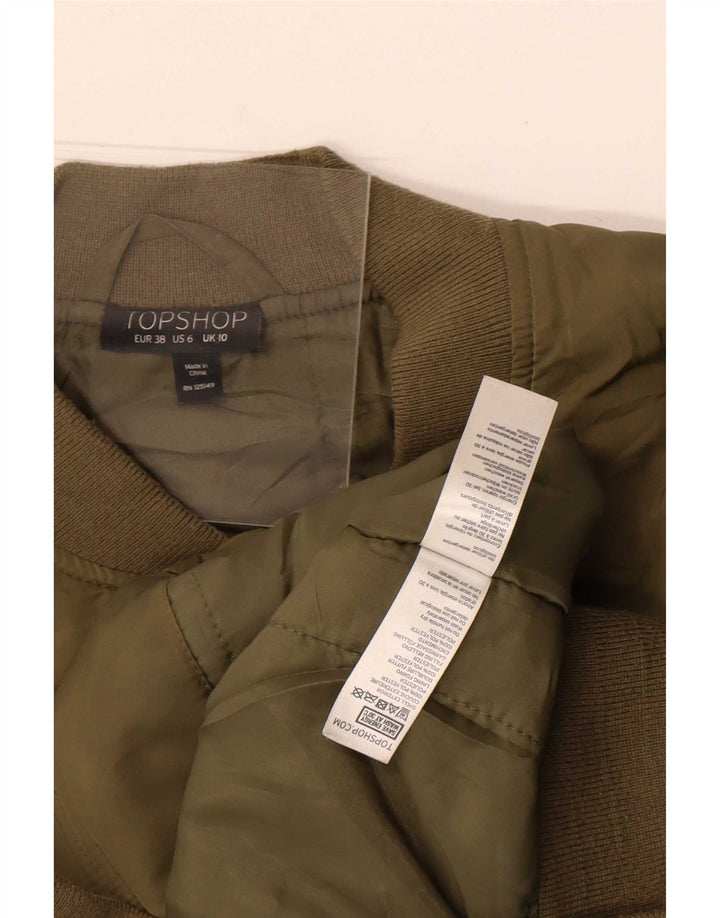 Topshop Veste Bomber Femme UK 10 Petit Kaki Polyester