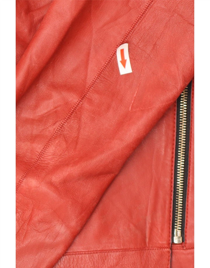 Massimo Dutti Veste de motard en cuir pour homme UK 36 Petit cuir rouge