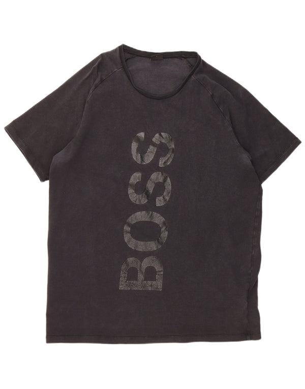 Hugo Boss Hommes T-Shirt Graphique Haut Large Noir Lyocell