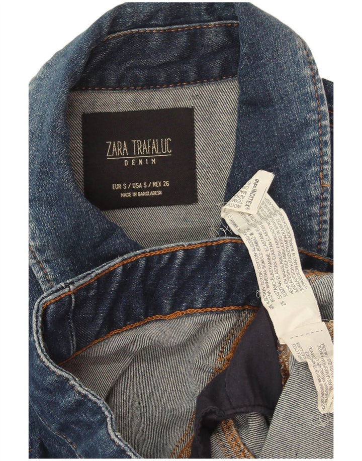 Zara Womens Crop Denim Jacket UK 10 Petit Bleu Coton