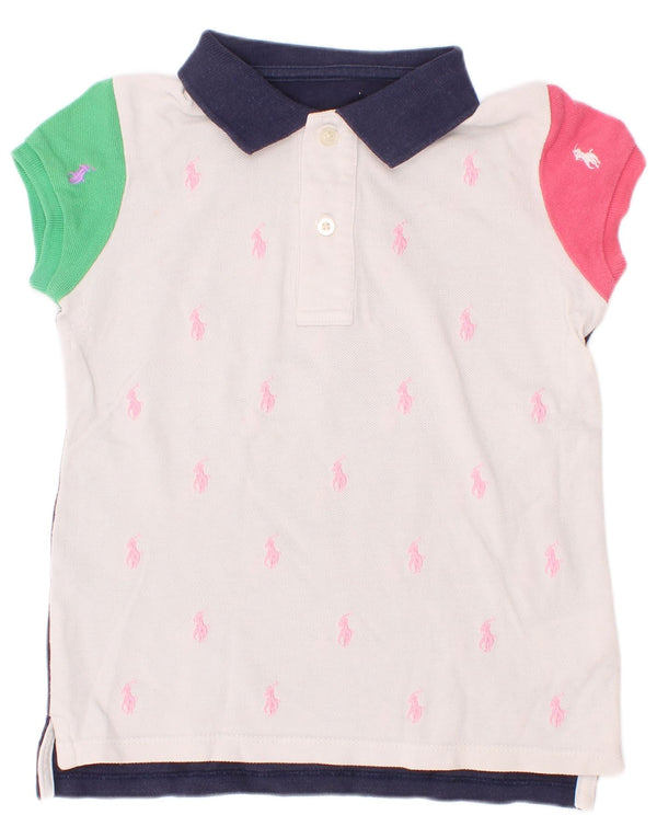 Polo Ralph Lauren Chemise de Rugby Graphique Fille 7-8 Ans Blanc Colorblock