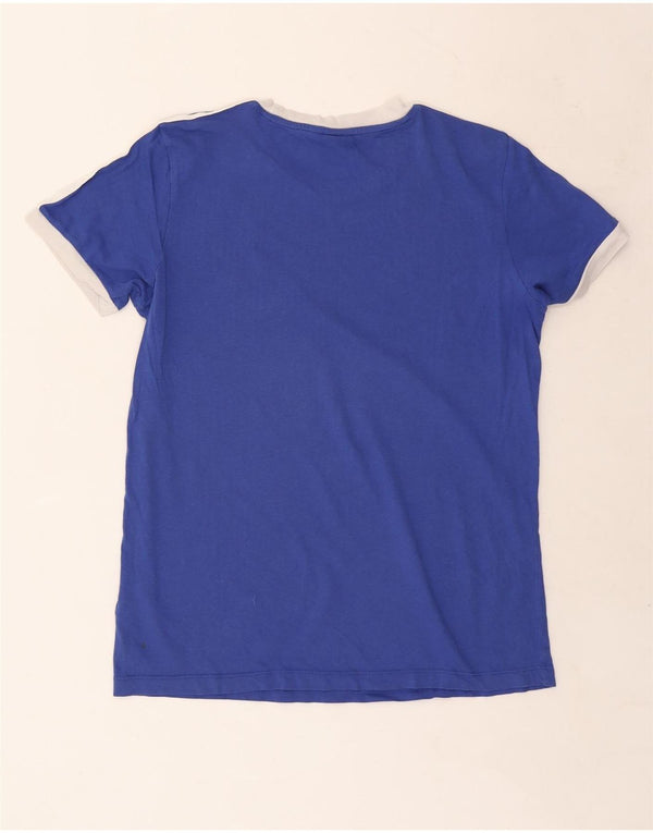 Adidas T-shirt graphique surdimensionné pour femme UK 10 Petit coton bleu