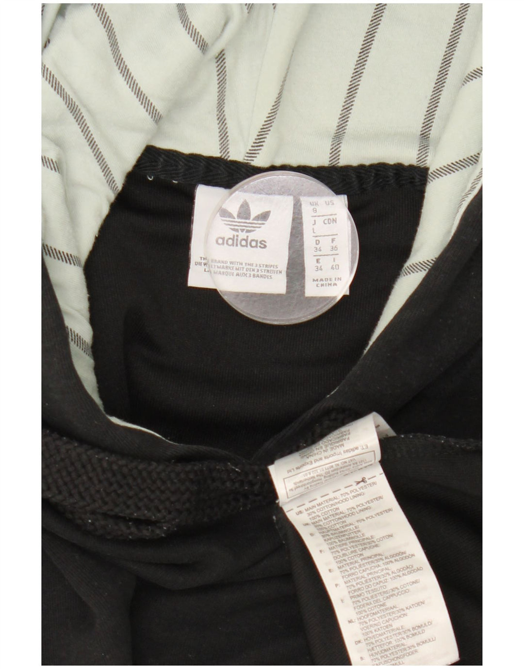 Adidas Sweat à capuche court surdimensionné pour femme UK 8 Petit Noir Polyester