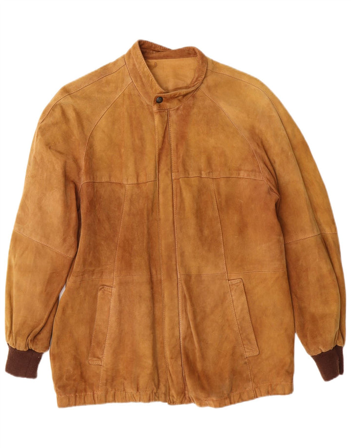 Veste en daim Bomber femme Vintage UK 12 cuir marron moyen
