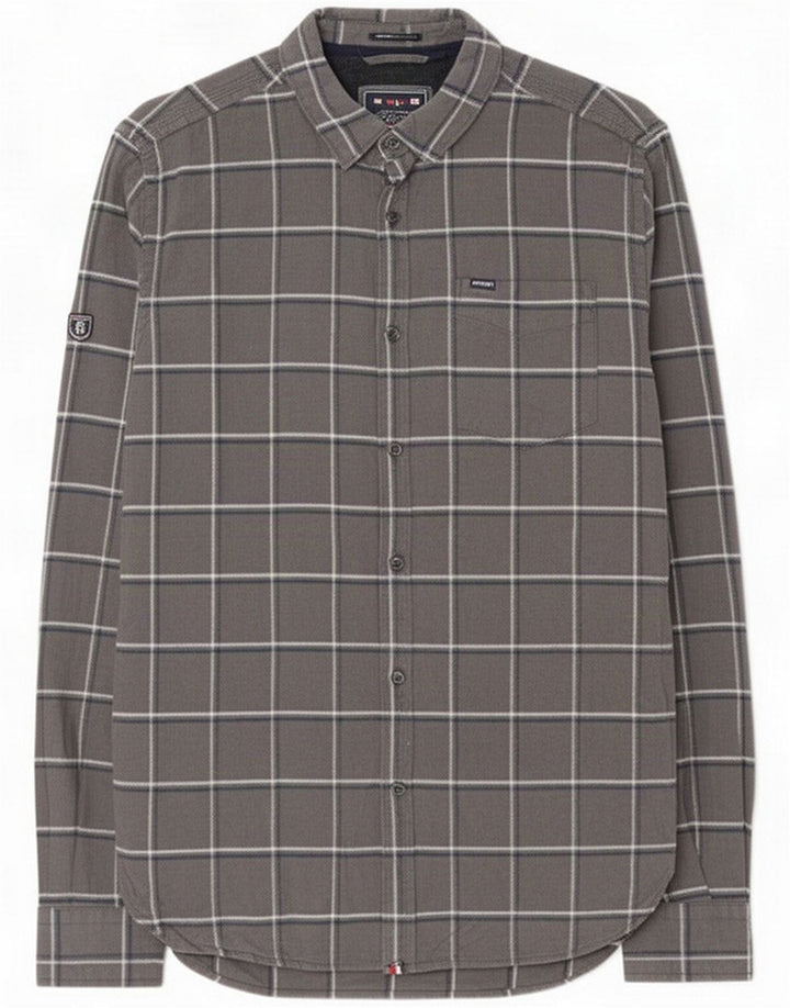 Superdry Chemise en flanelle pour homme en coton à carreaux gris moyen