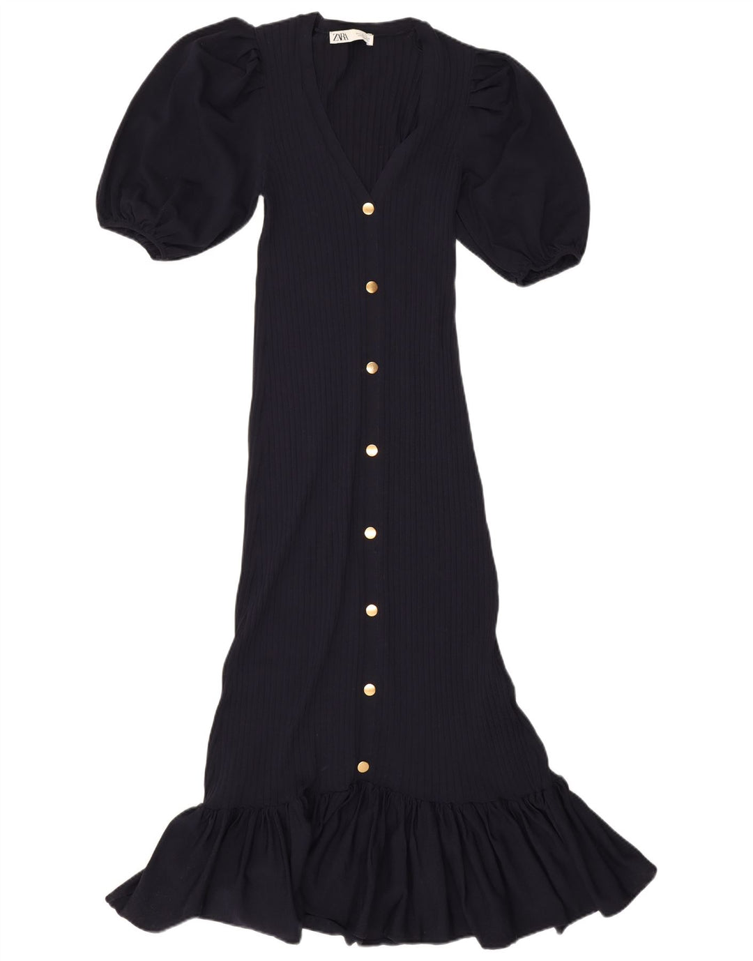 Zara Femme Maxi Robe UK 12 Moyen Bleu Marine Polyamide