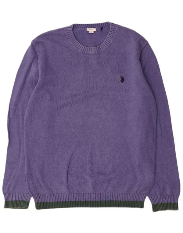 U.S. Polo Assn. Pull à col rond pour homme XL en coton color block violet