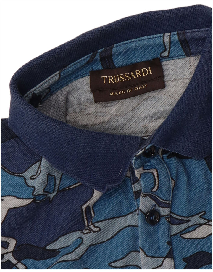 TRUSSARDI Polo Homme Bleu Moyen Imprimé Animal