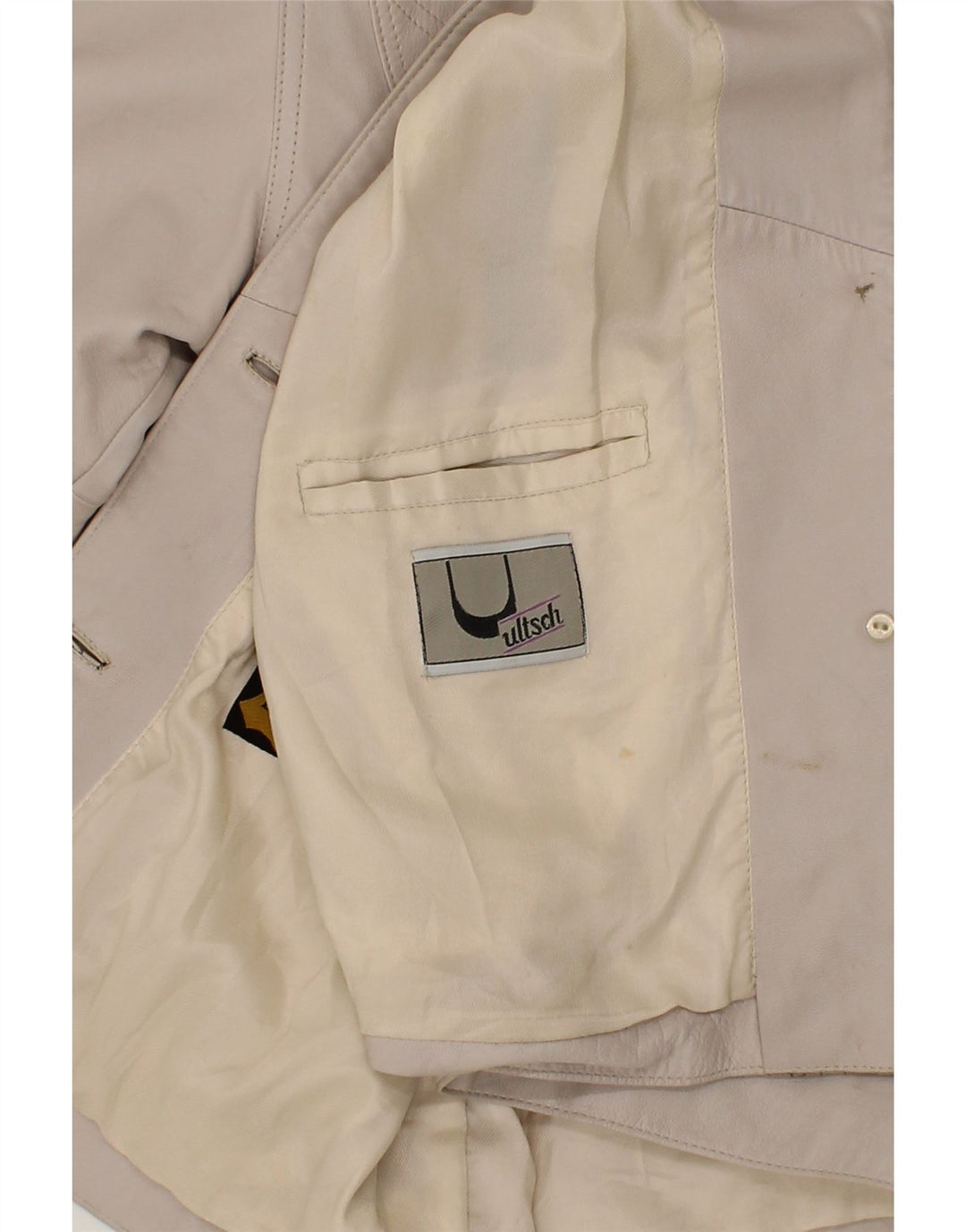 VINTAGE Womens Leather Coat EU 44 XL Beige Leather Vintage Vintage and Second-Hand Vintage from Messina Hembry 