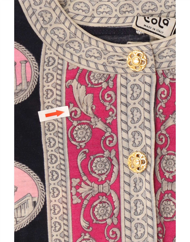 Liola Womens Abstract Pattern Cardigan Sweater UK 16 Grande laine noire