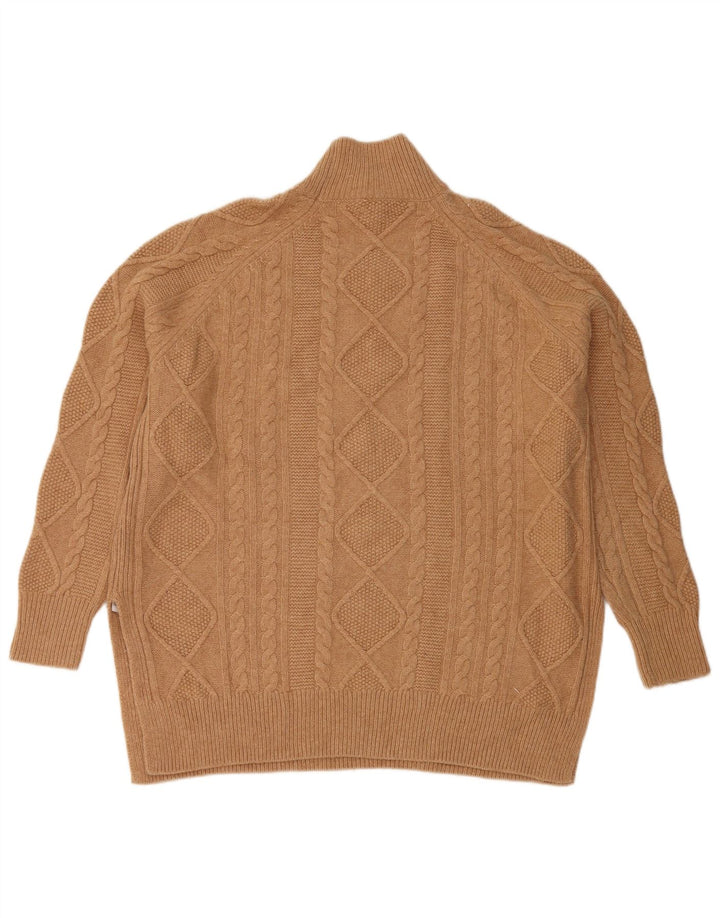 Reiss Pull surdimensionné à col roulé pour femme UK 14 Laine marron moyen