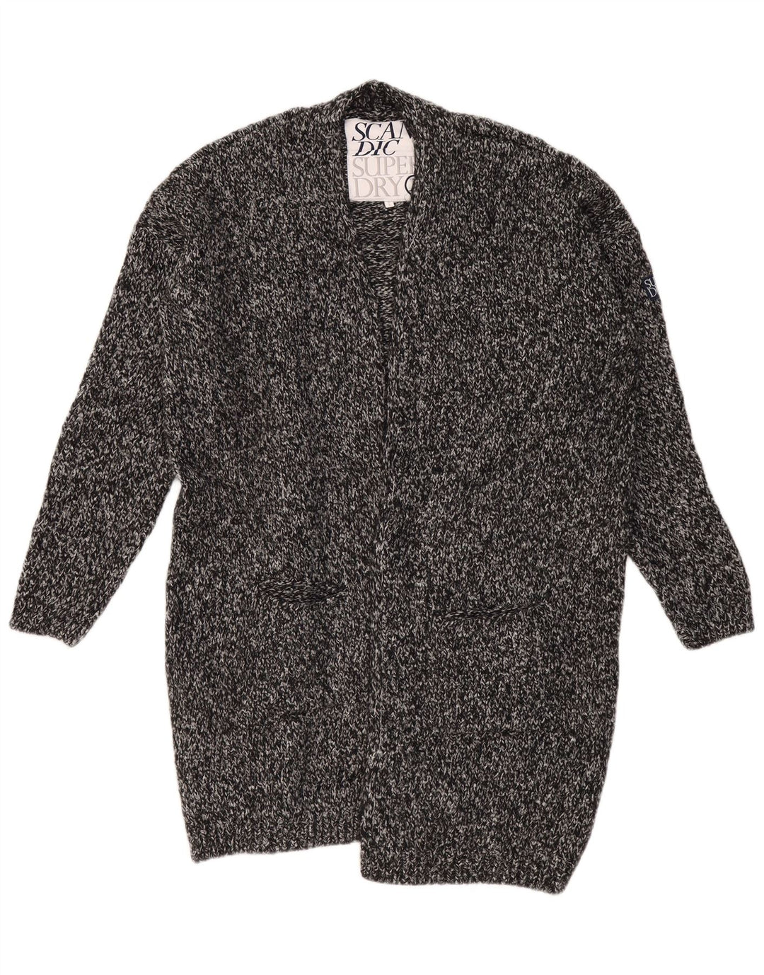 SUPERDRY Cardigan long surdimensionné pour femme UK 18 XL Gris moucheté
