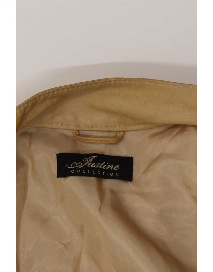 Veste en cuir femme vintage IT 42 Beige moyen Colourblock