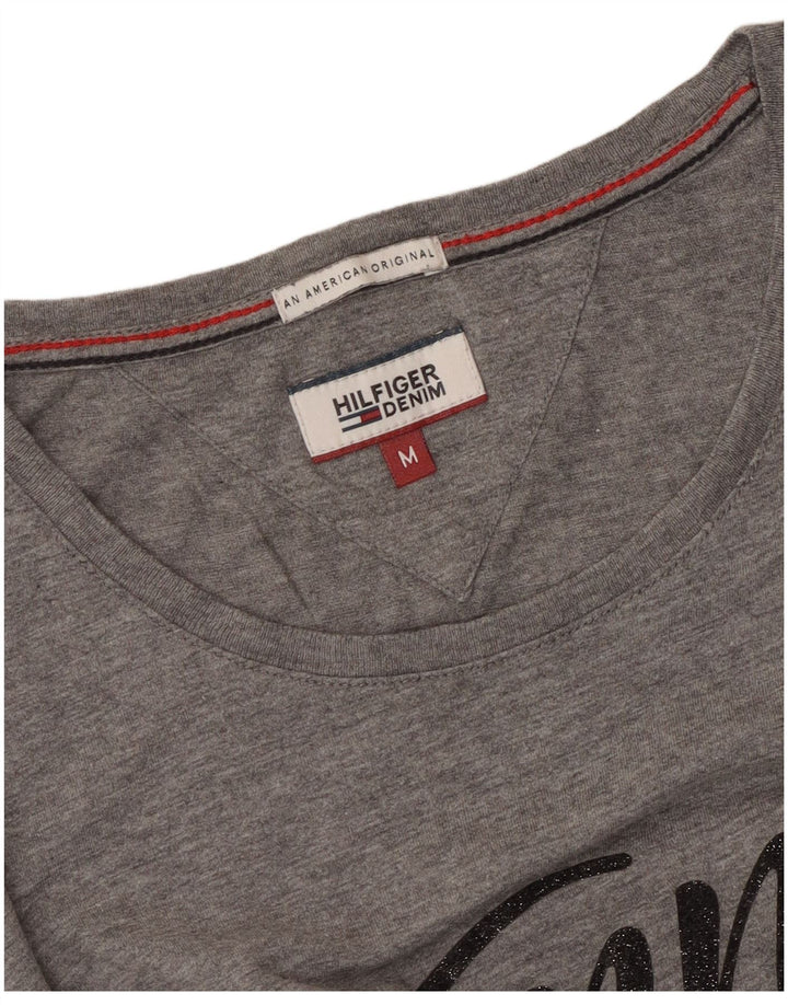 Tommy Hilfiger T-shirt graphique pour femme UK 14 Gris moyen