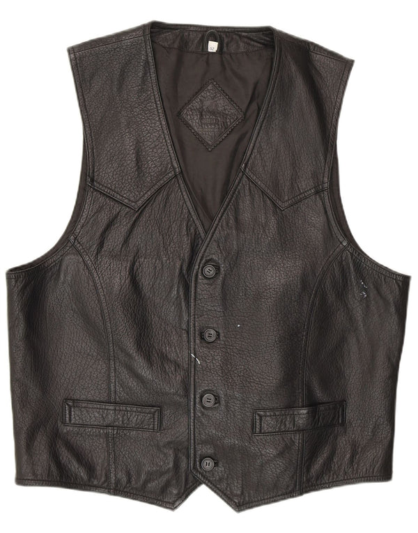 gilet en cuir homme vintage IT 52 Grand Noir