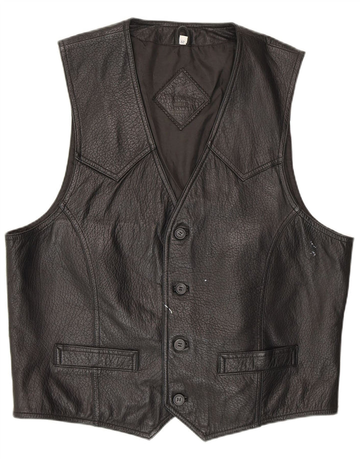 gilet en cuir homme vintage IT 52 Grand Noir
