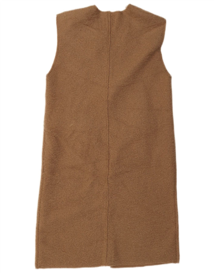 Zara Womens Longline Open Gilet UK 14 Polyester Beige Moyen