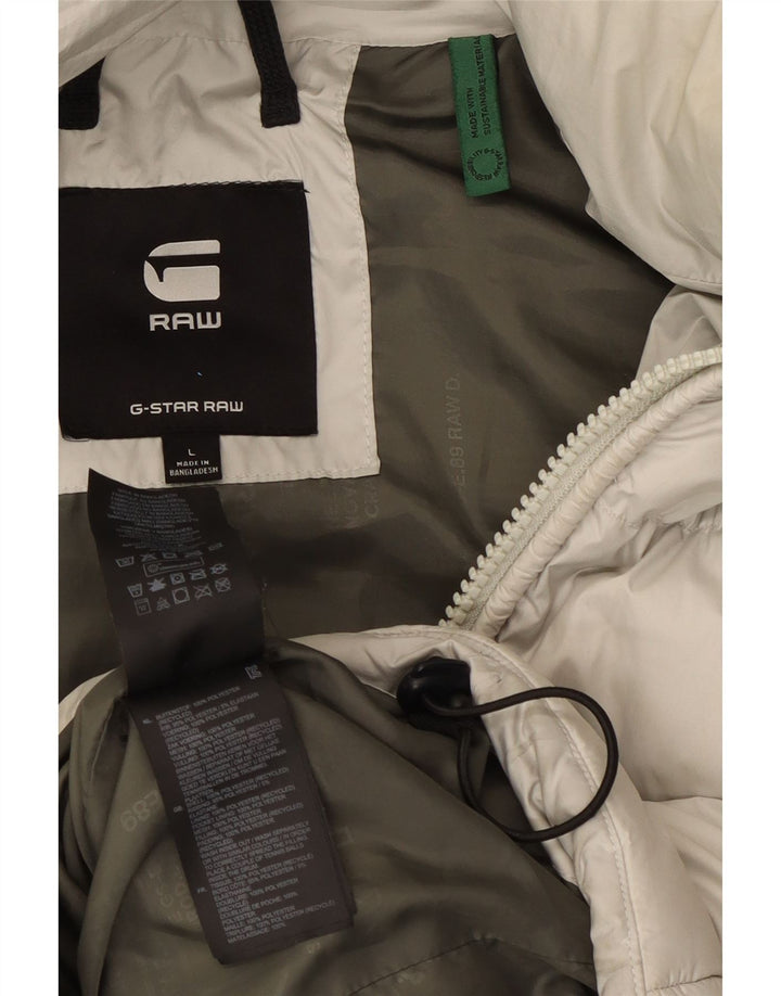 G-STAR Veste matelassée à capuche pour homme UK 40 Large Gris Polyester