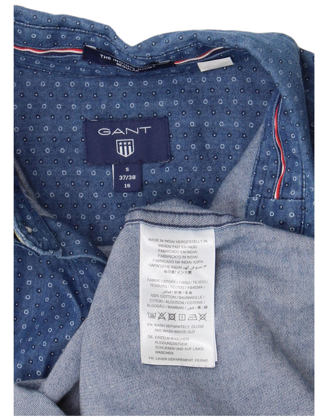 Gant Chemise en jean coupe régulière pour homme Taille 37/38 15 Coton tacheté bleu moyen