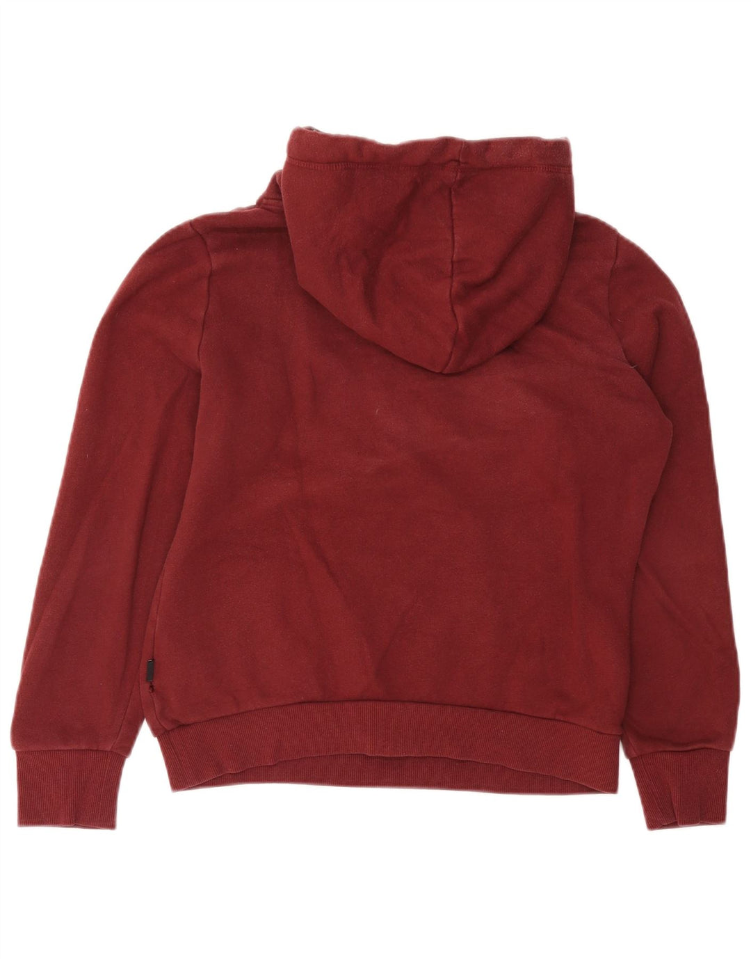 Superdry Pull à capuche graphique court pour femme UK 12 Coton bordeaux moyen