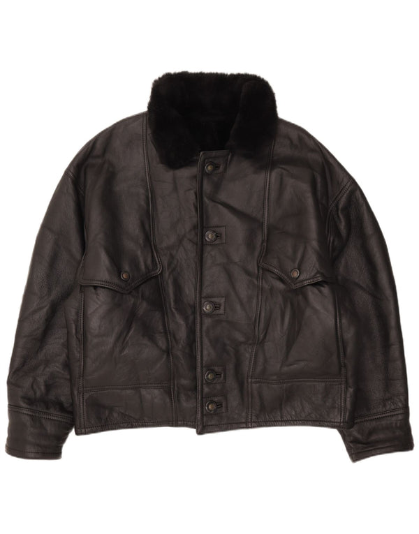 veste en peau de mouton vintage pour homme IT 52 XL Cuir noir