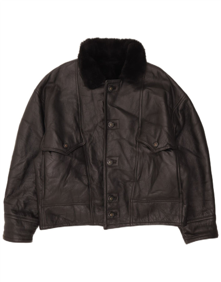 veste en peau de mouton vintage pour homme IT 52 XL Cuir noir