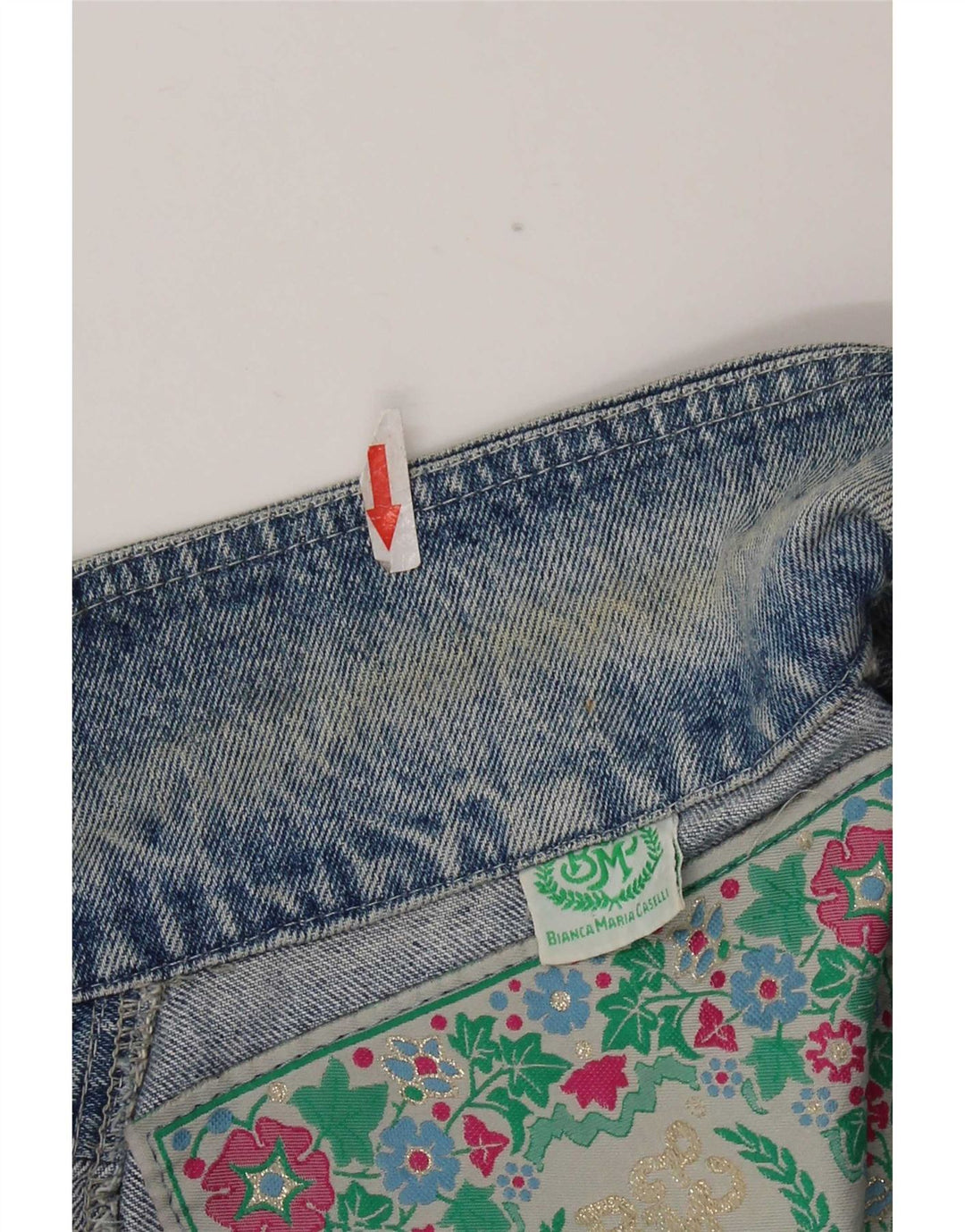 Bianca Maria Caselli Veste blazer en jean à 1 bouton pour femme UK 14 Bleu moyen