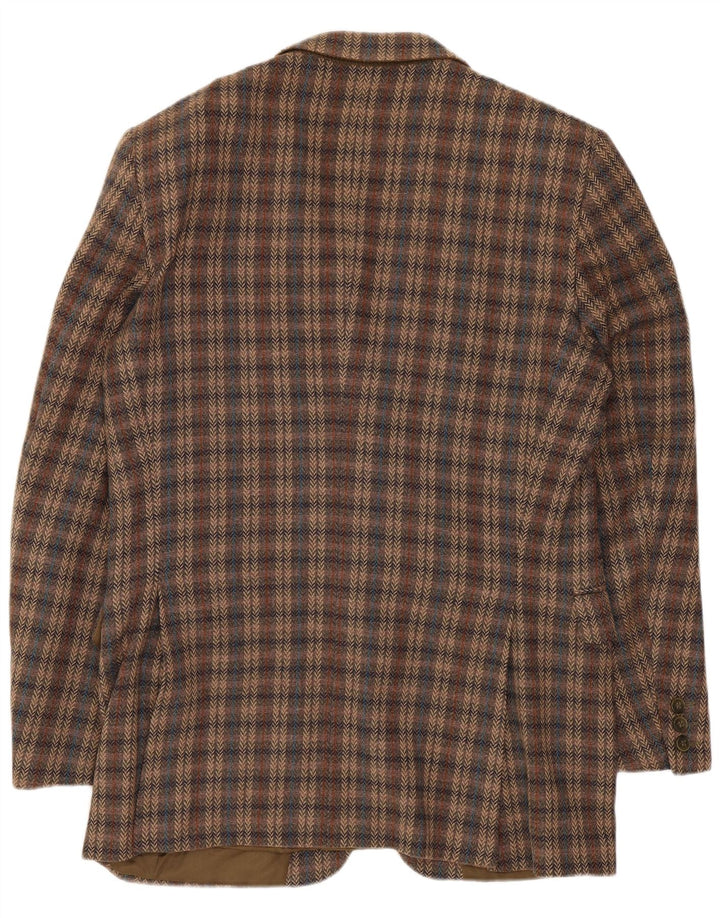 Jaeger Veste blazer à 2 boutons pour homme UK 38 Marron moyen à carreaux en laine vierge
