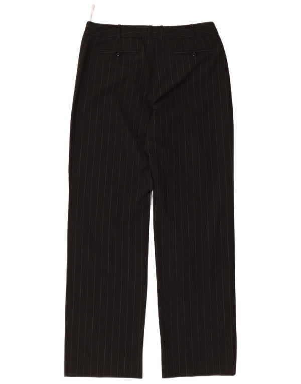 Oasis Pantalon décontracté droit pour femme UK 10 Small W30 L30 Noir à fines rayures