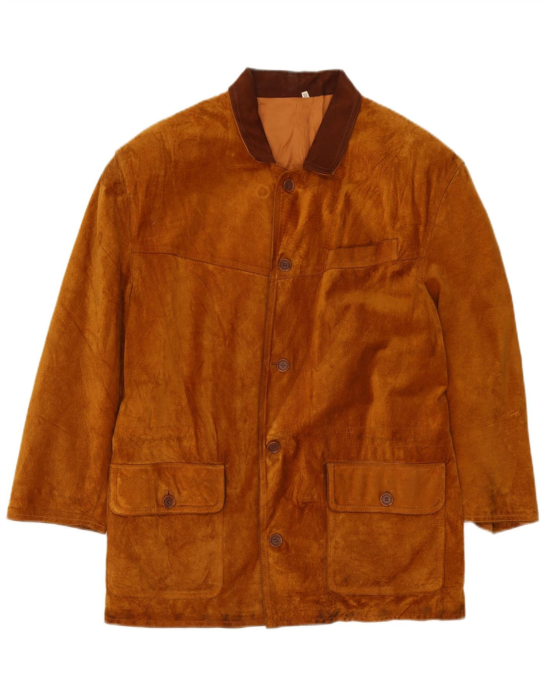 vintage Mens Suede Overcoat UK 42 XL Cuir Marron