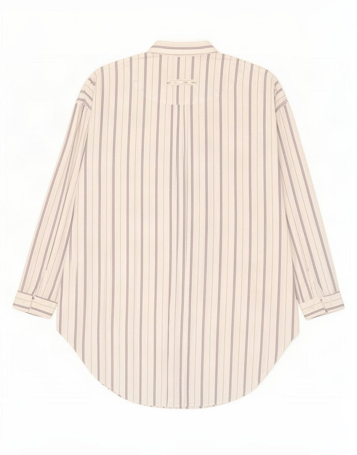 Benetton Chemise pull à manches 3/4 pour femme UK 10 Petit blanc rayé