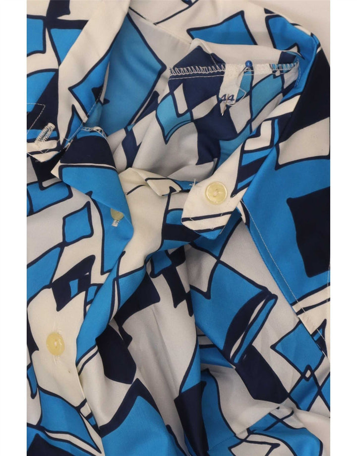 Blouse chemise femme vintage IT 44 Bleu Moyen Géométrique