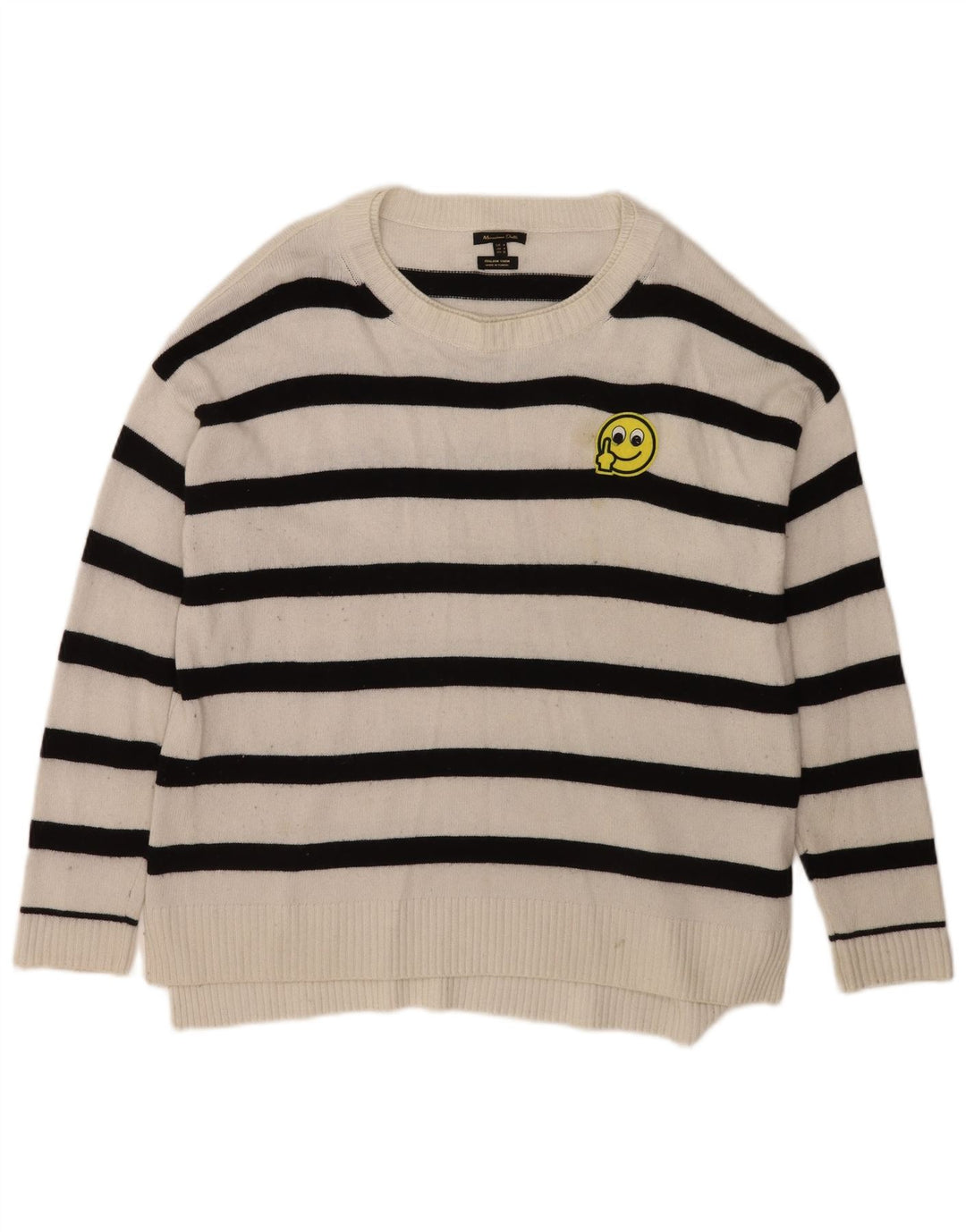 Massimo Dutti Pull Col Bateau Homme Rayé Blanc Moyen Viscose