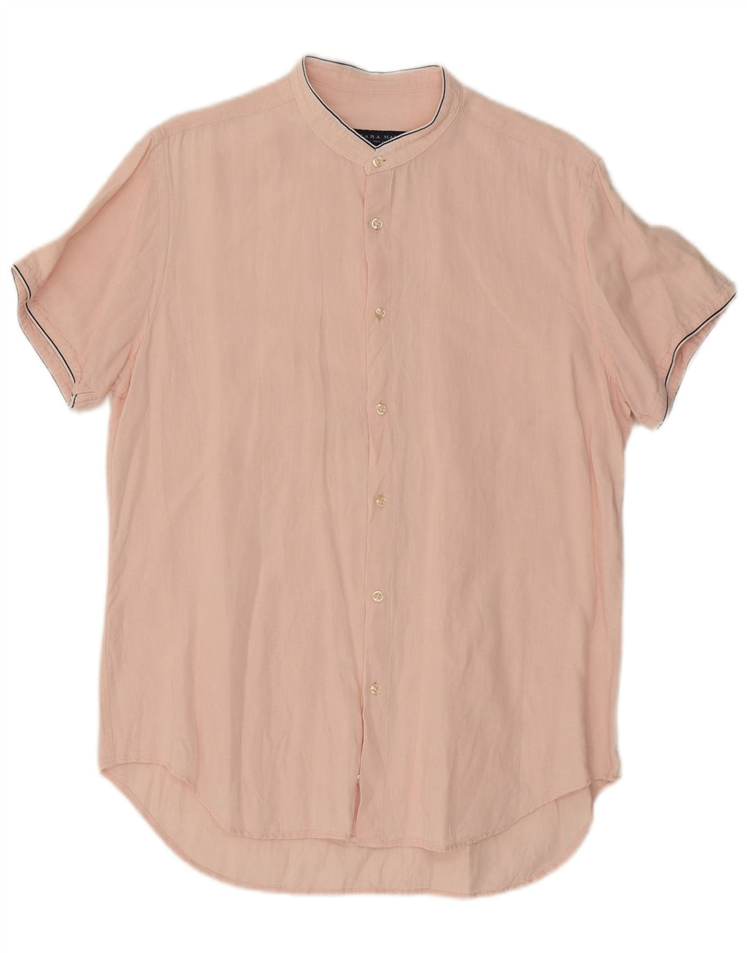 Zara Chemise slim à manches courtes pour hommes, grand rose