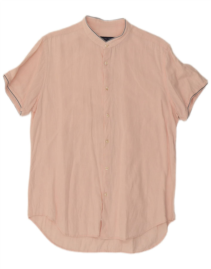 Zara Chemise slim à manches courtes pour hommes, grand rose