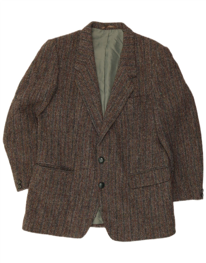 Harris Tweed Veste Blazer 2 Boutons pour Homme UK 36 Petite Laine à Chevrons Gris
