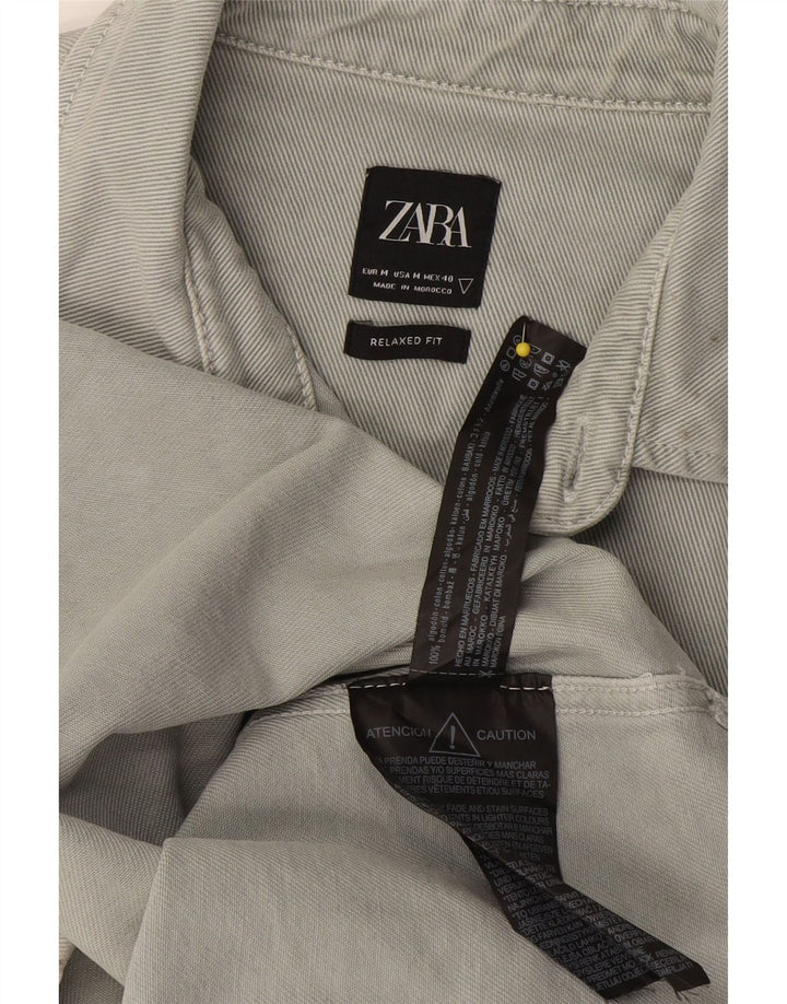 Zara Chemise En Jean Coupe Relax Homme Gris Moyen Coton