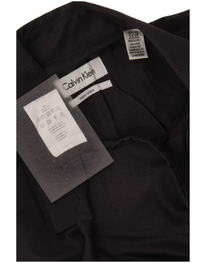 CALVIN KLEIN Chemise homme Taille 15 1/2 16 Coton tacheté gris moyen