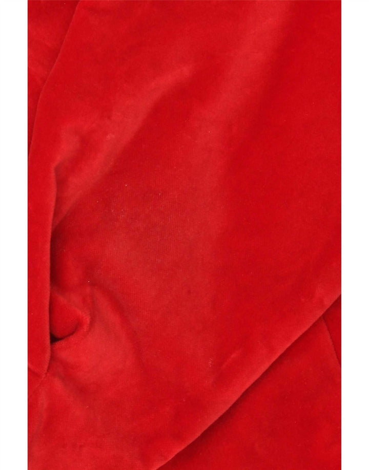 vintage Femmes 5 Bouton Velours Blazer Veste UK 10 Petit Coton Rouge