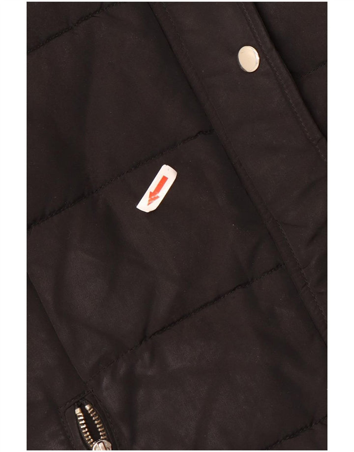 Topshop Veste matelassée à capuche pour femme UK 12 Medium Noir Polyester