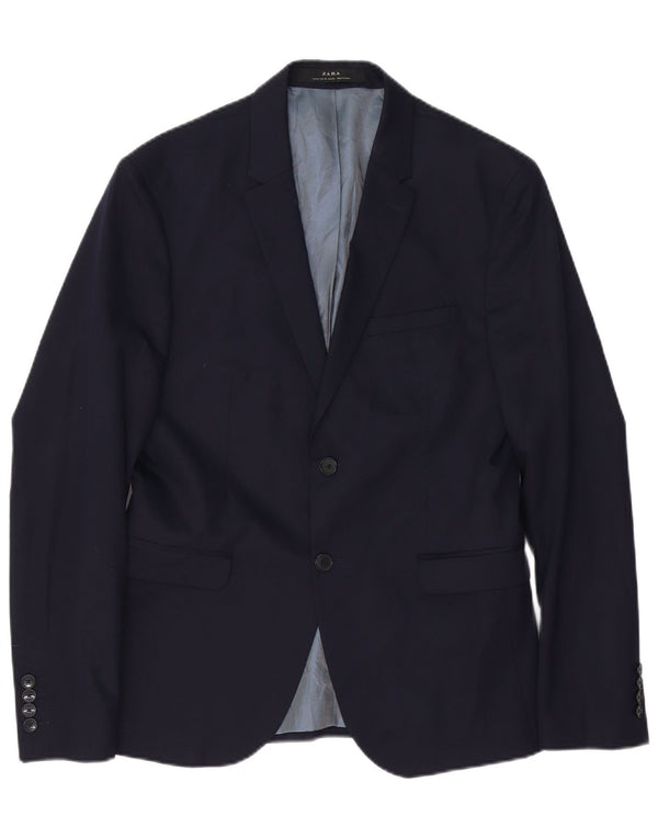 Zara Veste Blazer 2 Boutons Homme EU 50 Bleu Marine Moyen