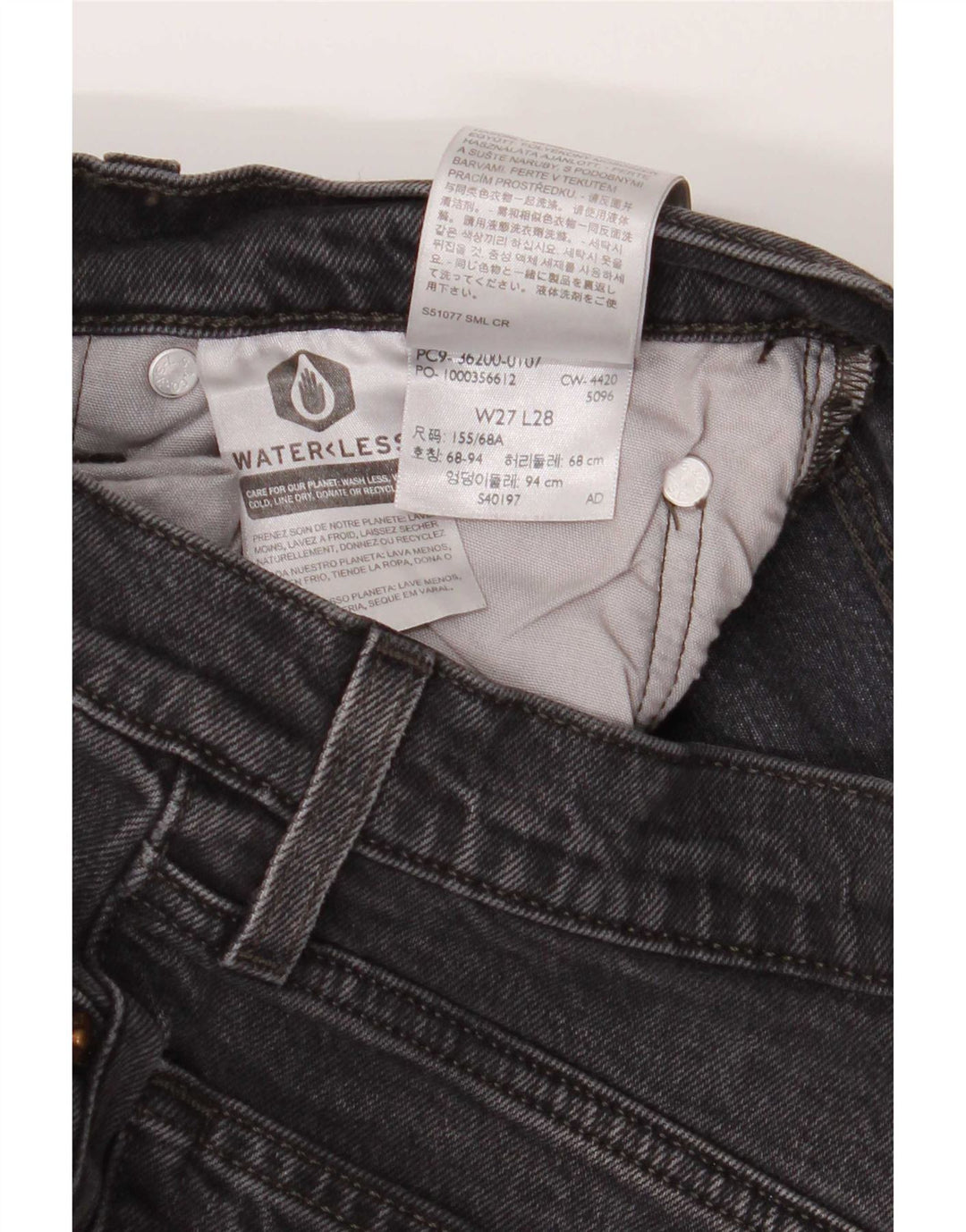 Levi's Jean Droit 501 Femme W27 L28 Gris Coton