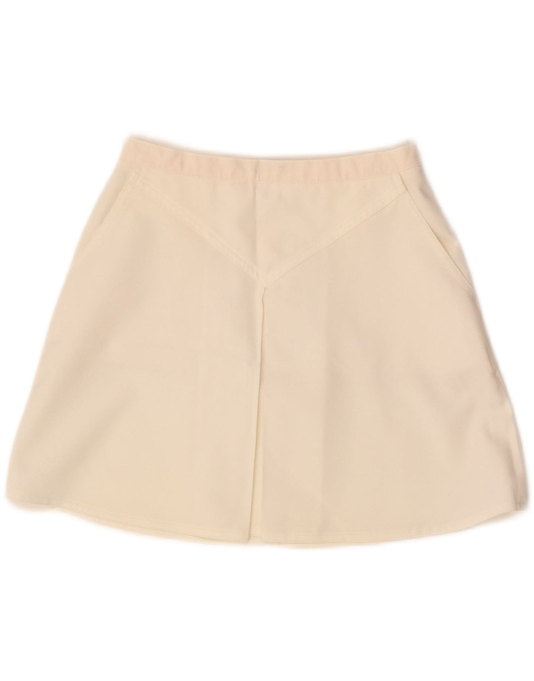 vintage Femme Taille Haute Mini Jupe IT 46 Large W26 Blanc