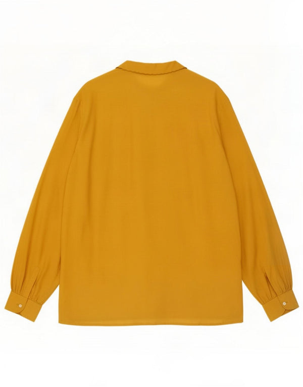 Chemisier vintage pour femme UK 44 Soie jaune moyen
