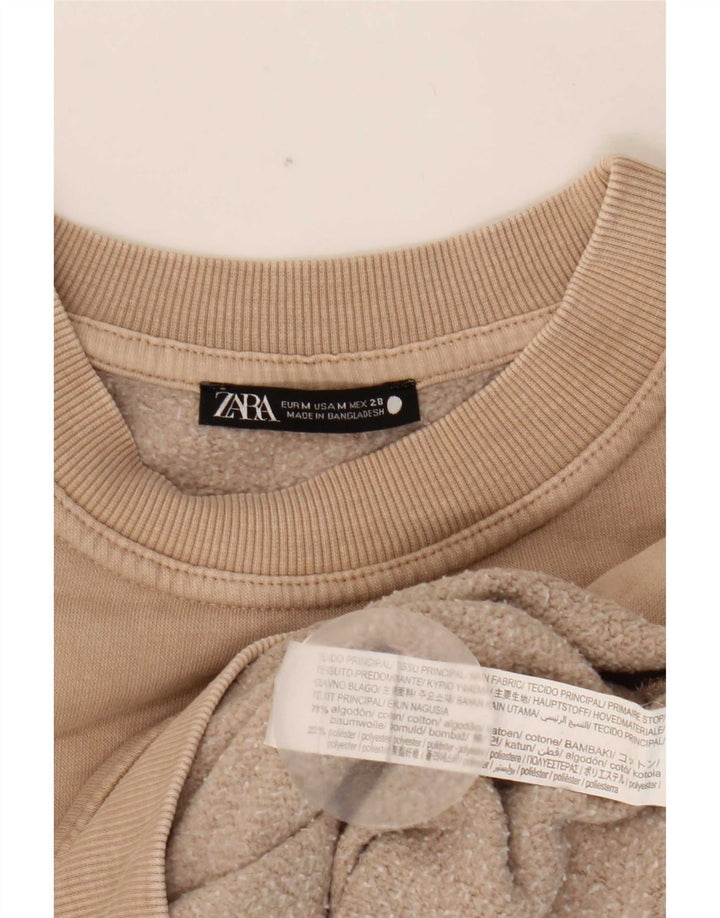 Zara Sweat-shirt surdimensionné pour femme UK 14 en coton beige moyen