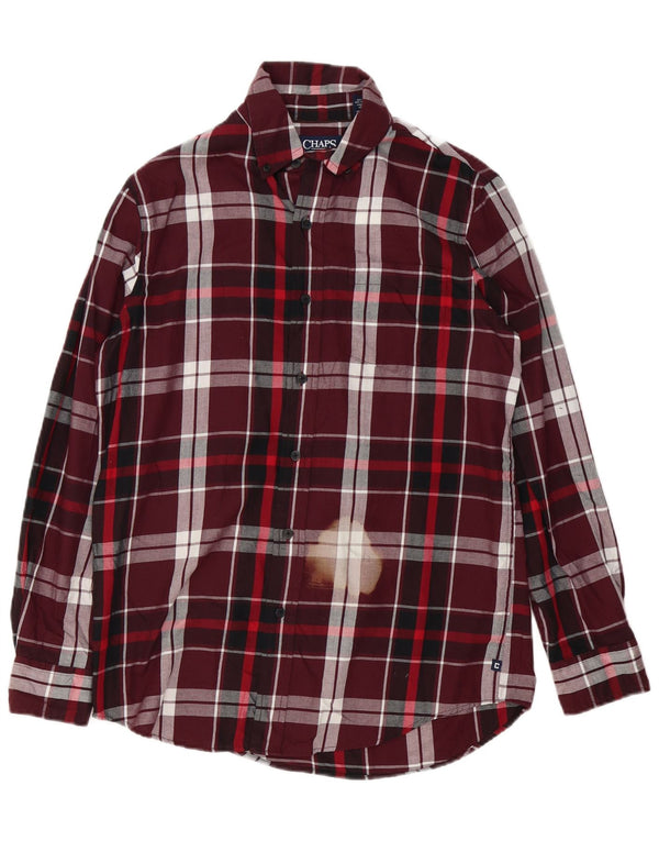 Chaps Chemise en flanelle pour homme Petit coton à carreaux bordeaux